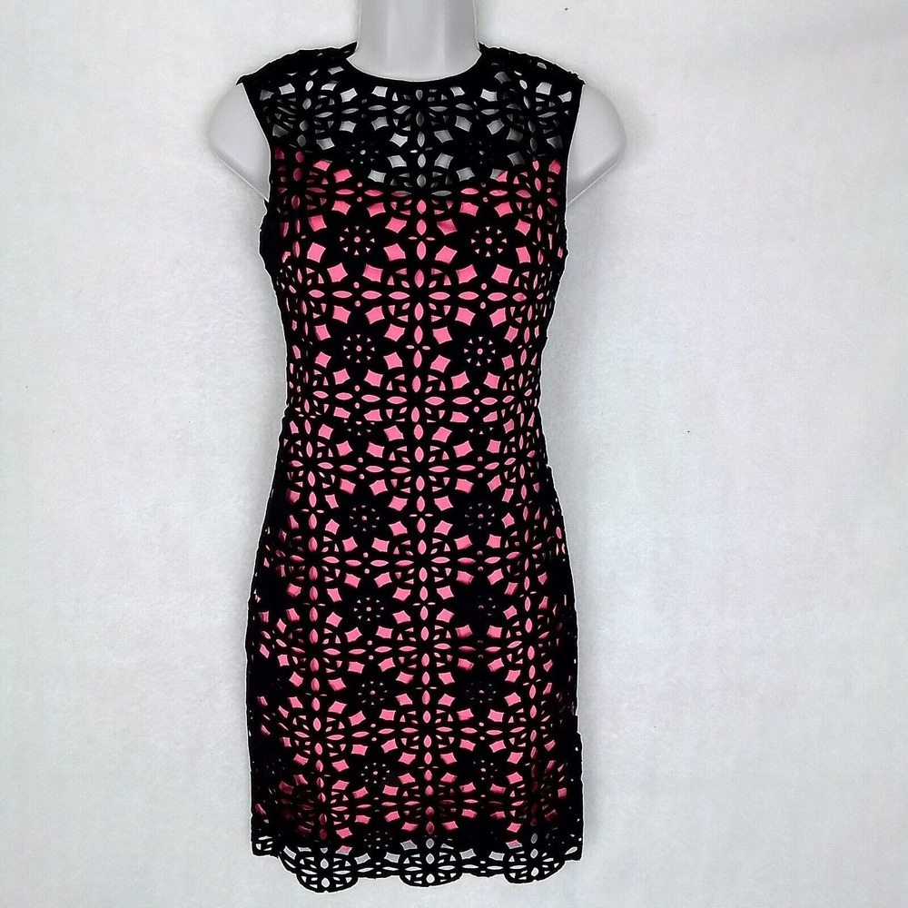 B Darlin Laser Cutout Mini Dress Size S (3/4) in‎ Black and Pink